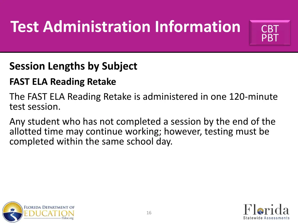 test administration information 8
