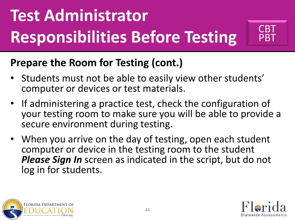 test administrator responsibilities before testing 3