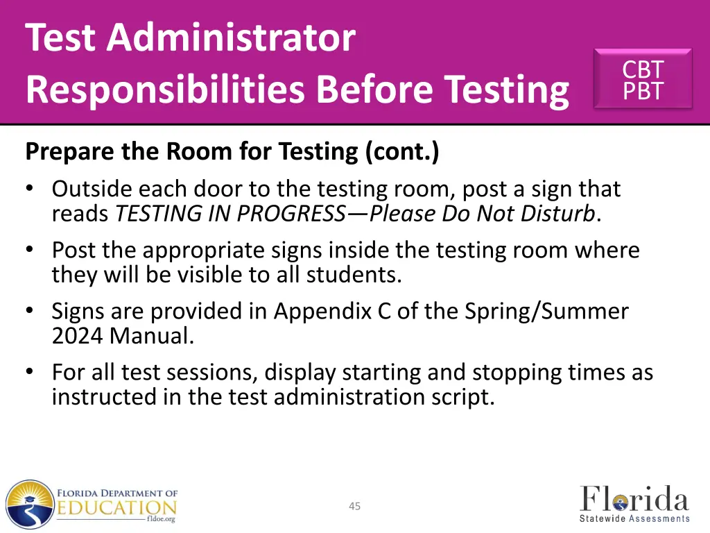 test administrator responsibilities before testing 4