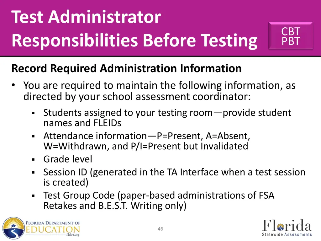 test administrator responsibilities before testing 5