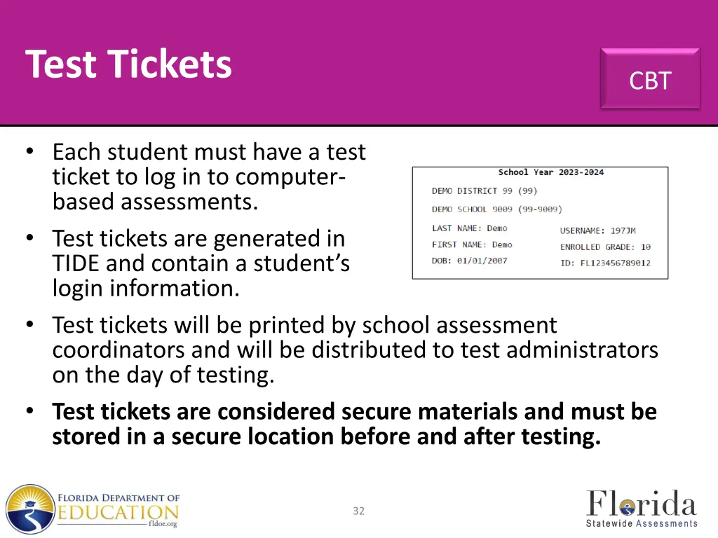 test tickets