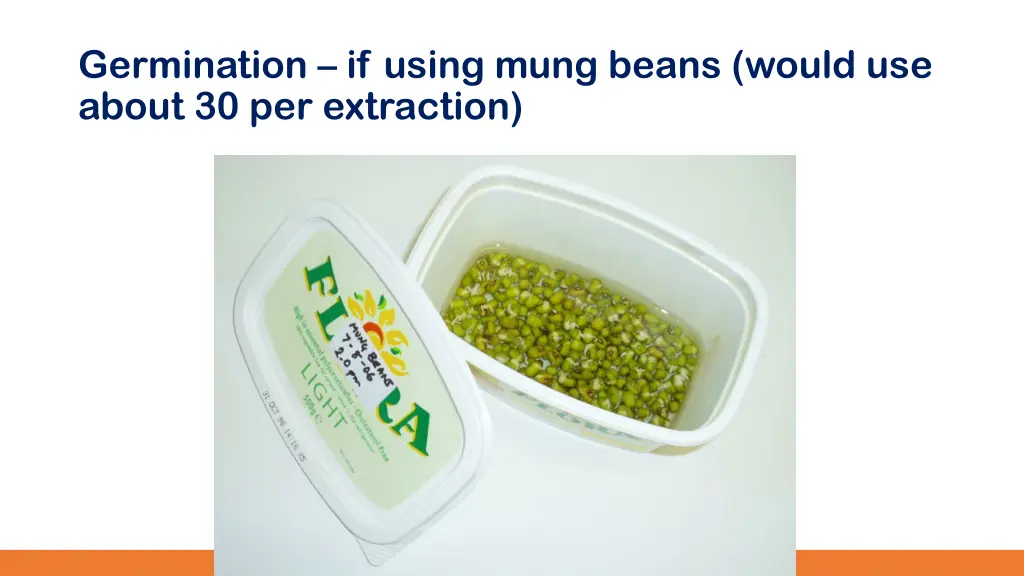 germination if using mung beans would use about