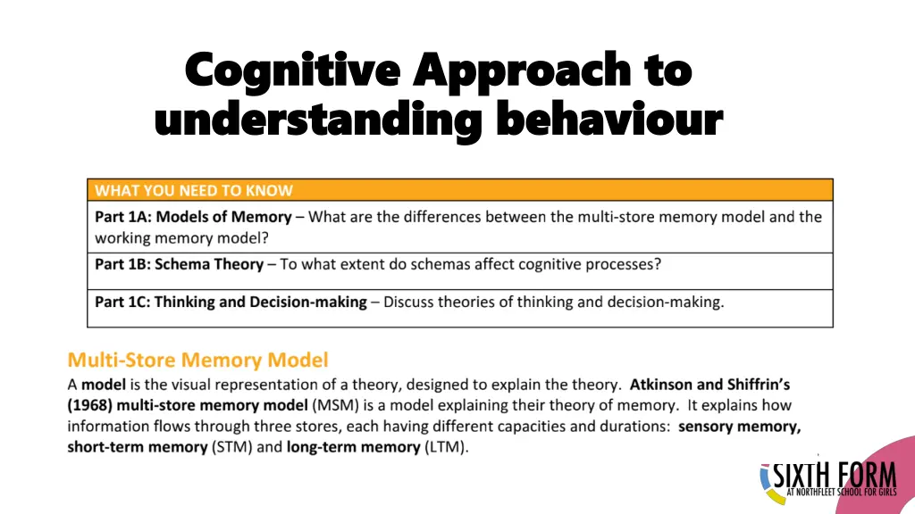 cognitive approach to cognitive approach