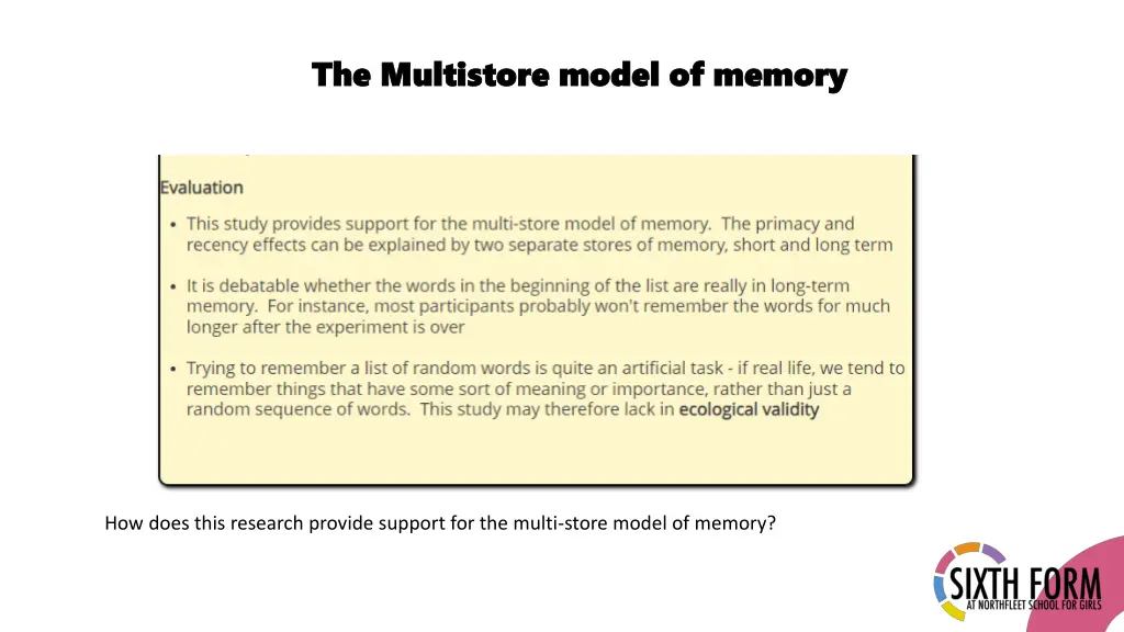 the multistore model of memory the multistore