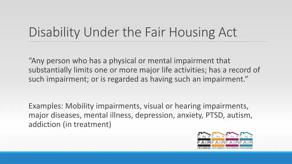 disability under the fair housing act