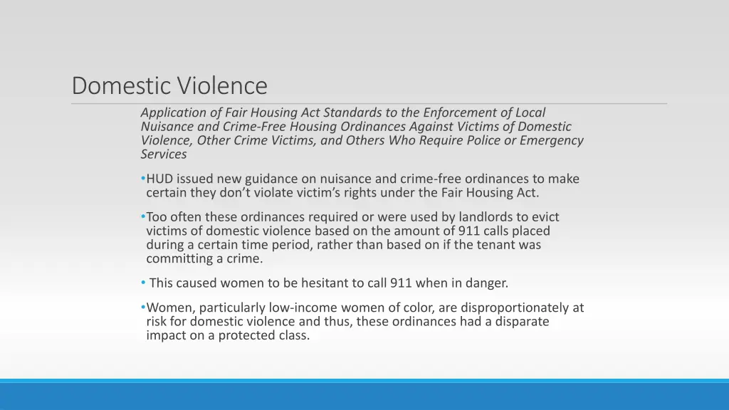 domestic violence application of fair housing