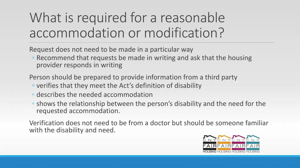 what is required for a reasonable accommodation