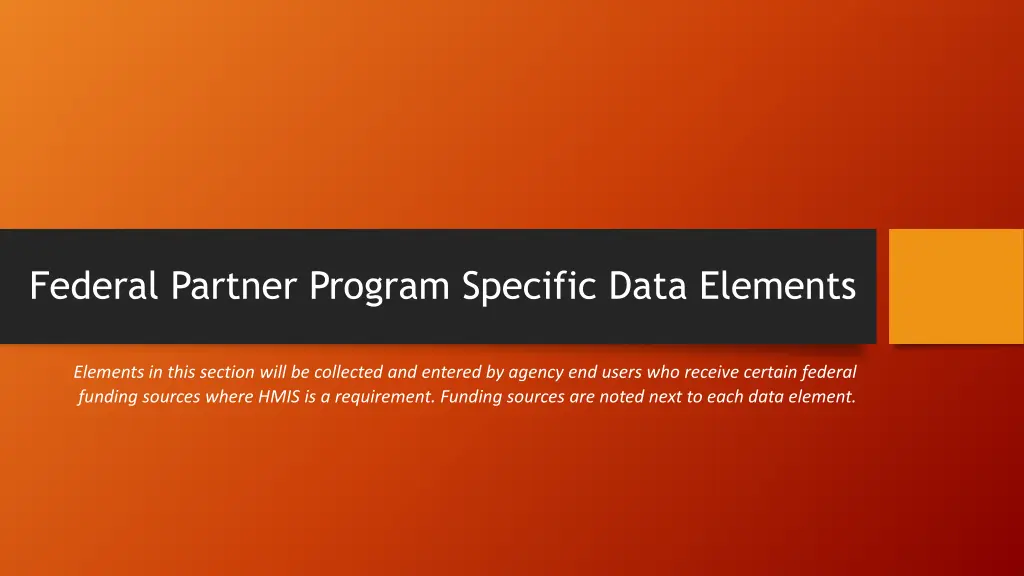 federal partner program specific data elements