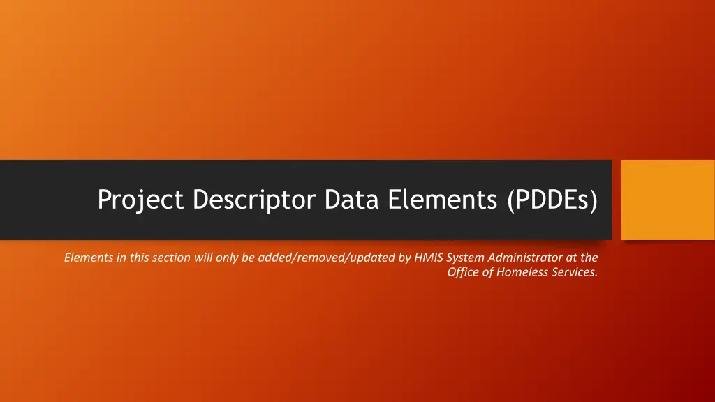 project descriptor data elements pddes