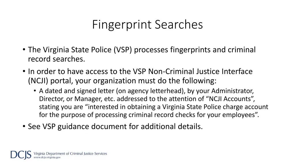 fingerprint searches