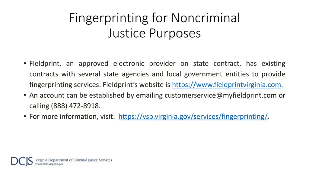 fingerprinting for noncriminal justice purposes 1