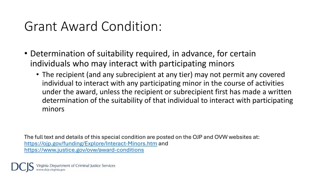 grant award condition