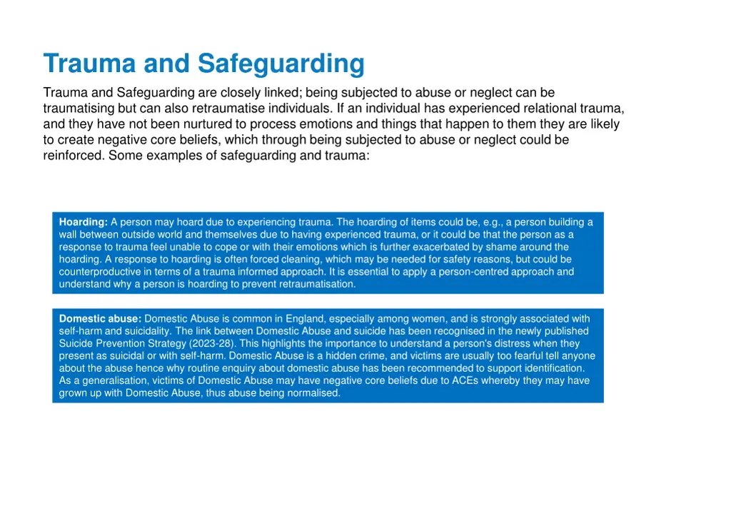 trauma and safeguarding trauma and safeguarding