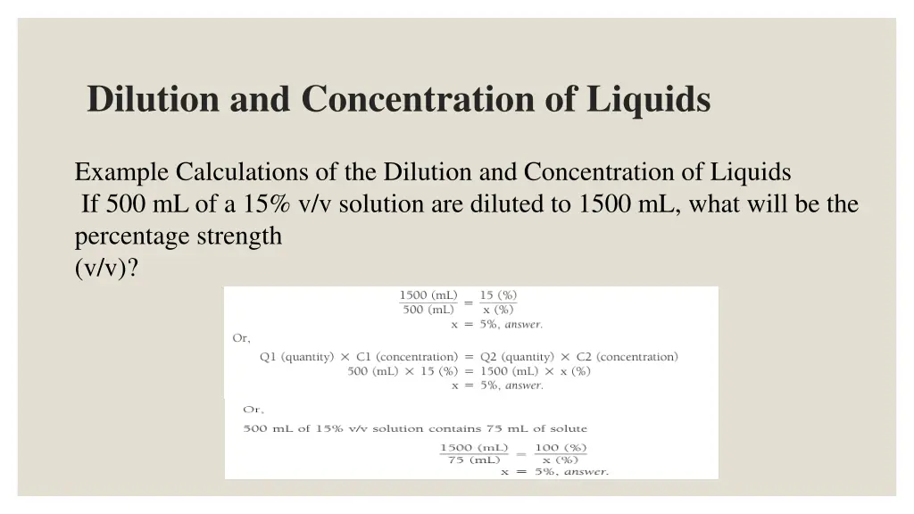 dilution and concentration of liquids