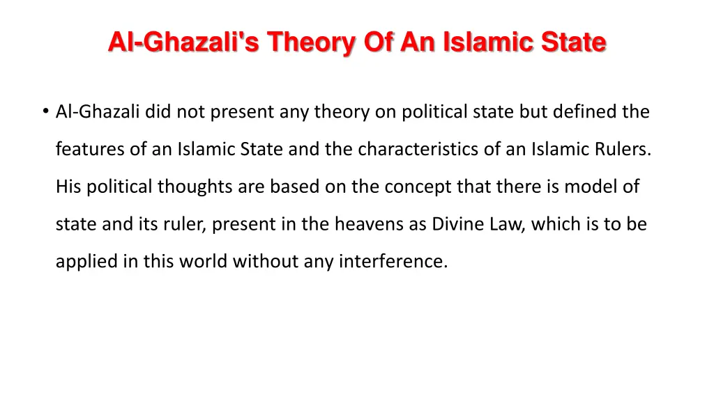 al ghazali s theory of an islamic state
