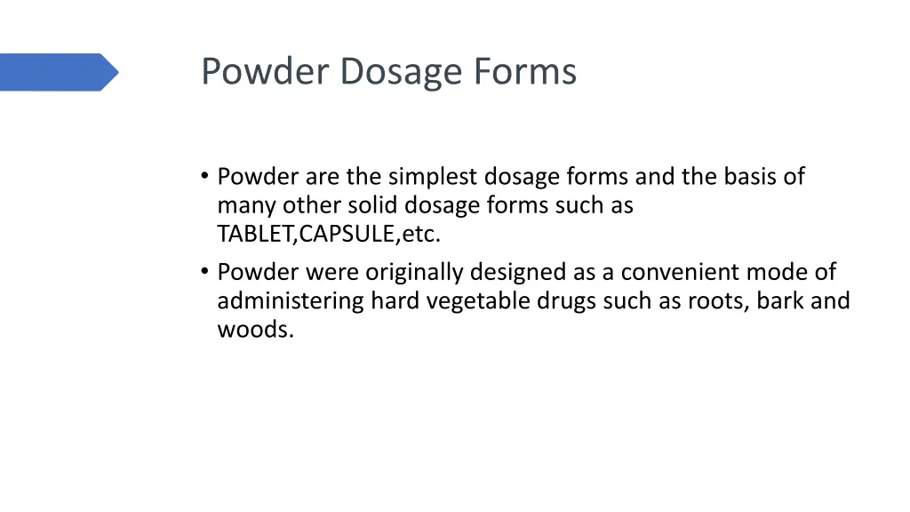 powder dosage forms