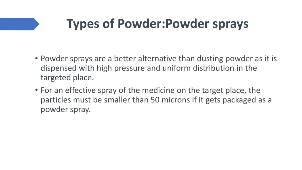 types of powder powder sprays