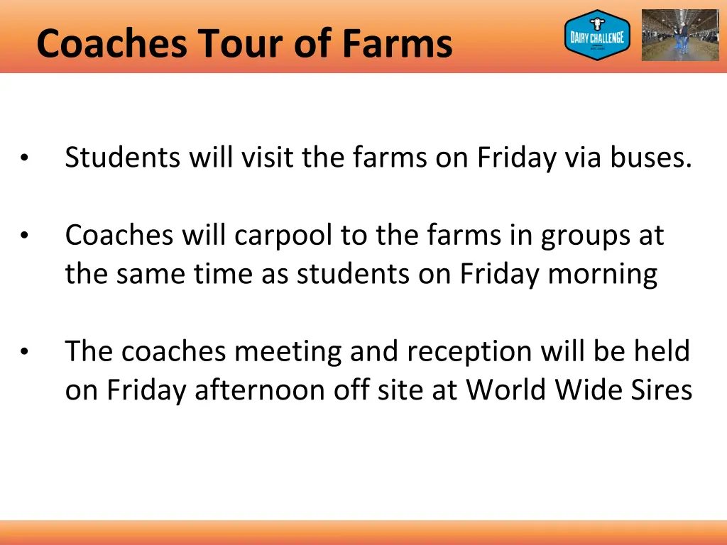 coaches tour of farms