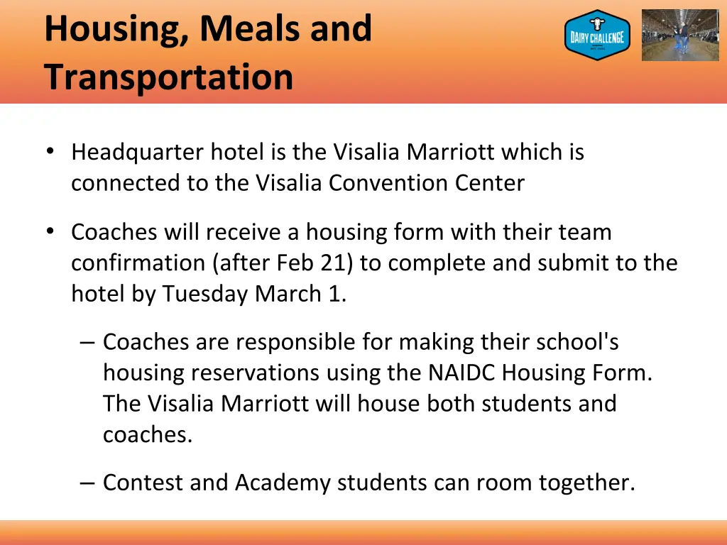 housing meals and transportation