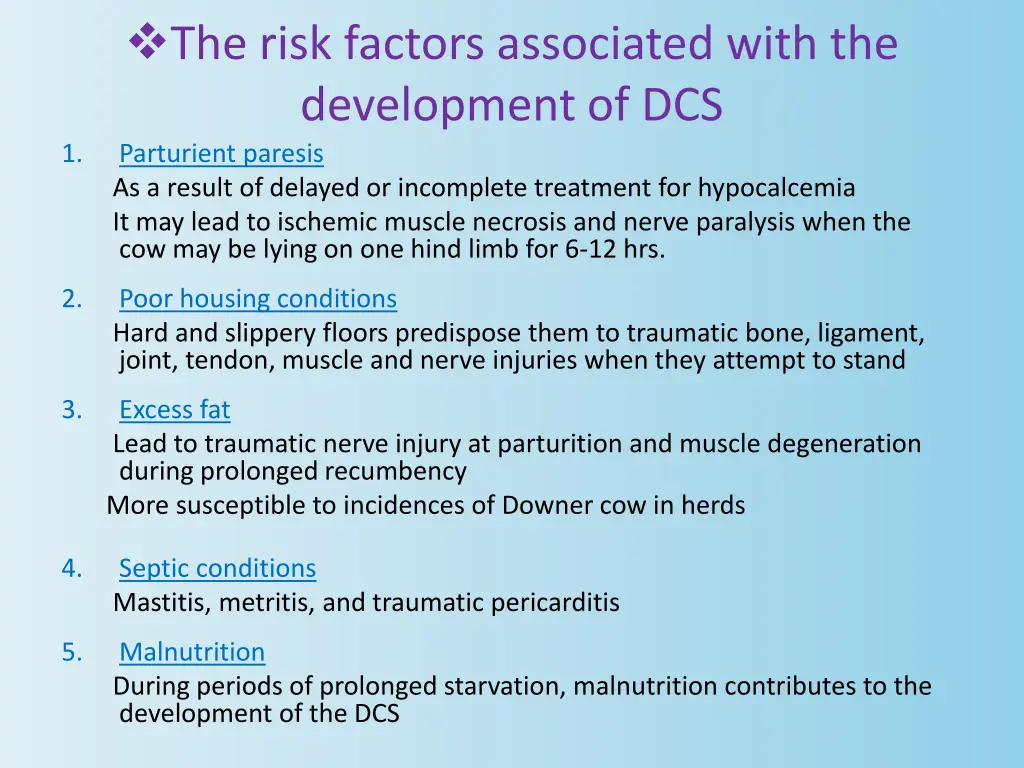 the risk factors associated with the development