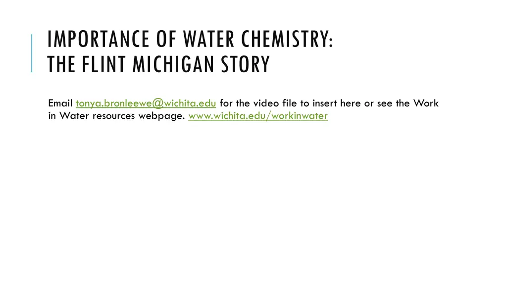 importance of water chemistry the flint michigan