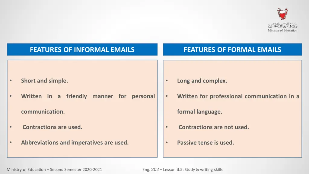 features of informal emails