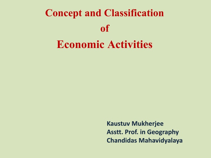 concept and classification of economic activities