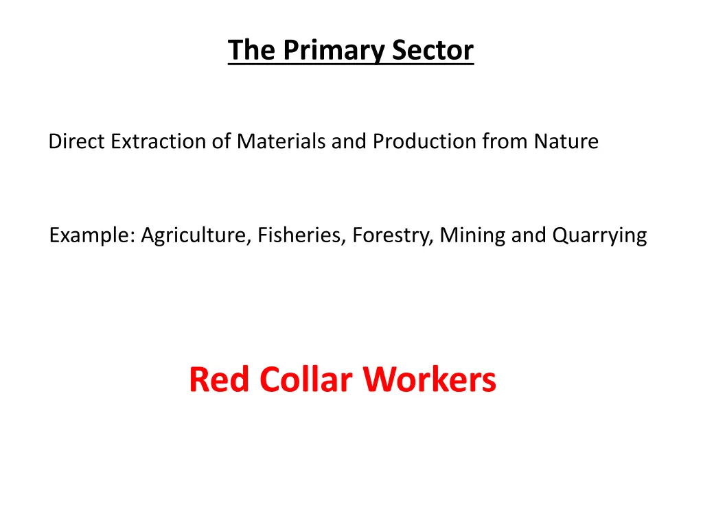 the primary sector