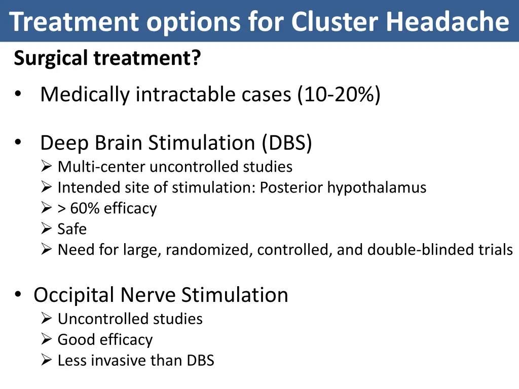 treatment options for cluster headache surgical