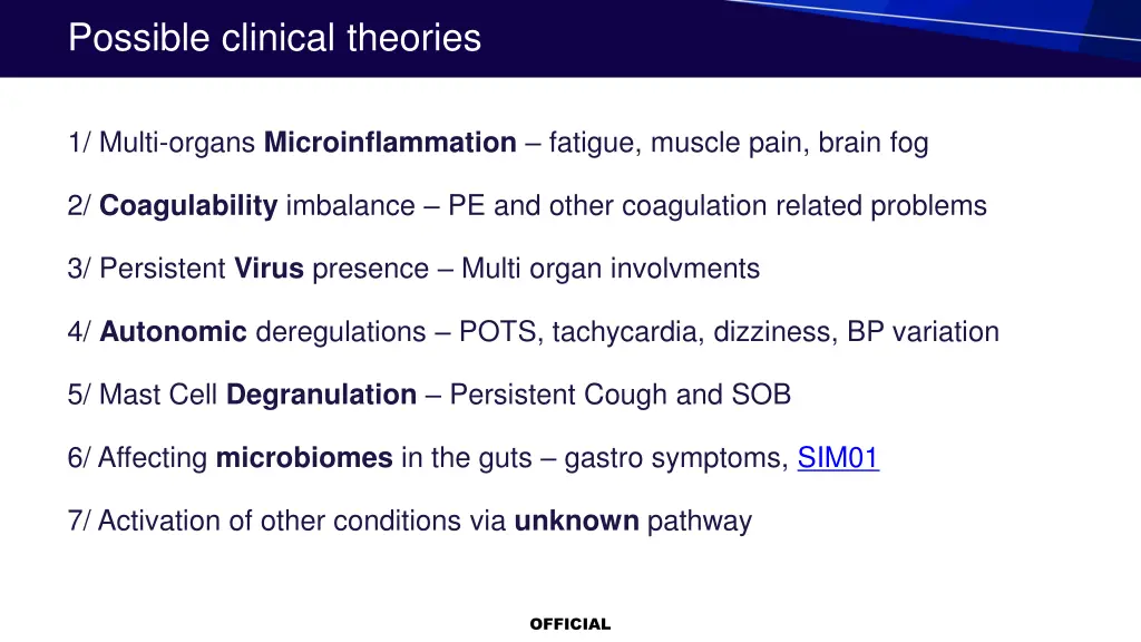 possible clinical theories