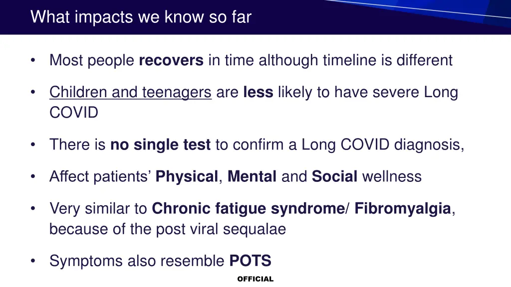 what impacts we know so far