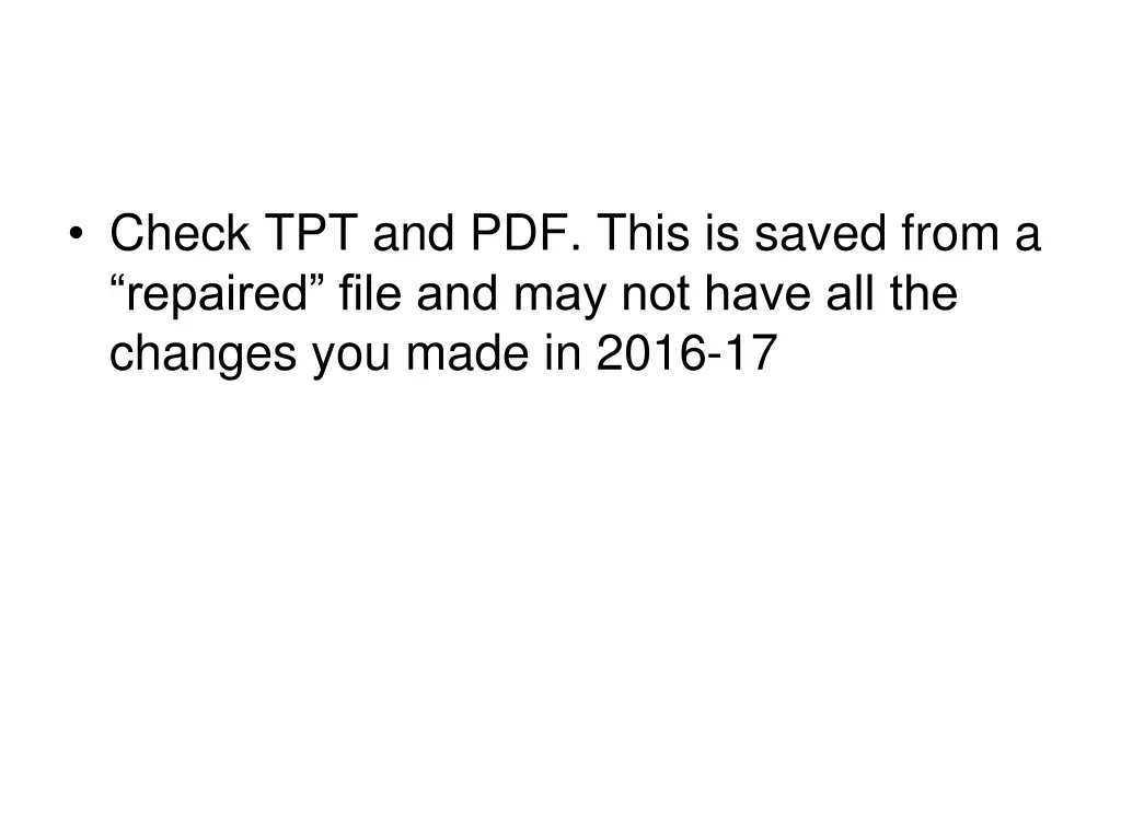 check tpt and pdf this is saved from a repaired