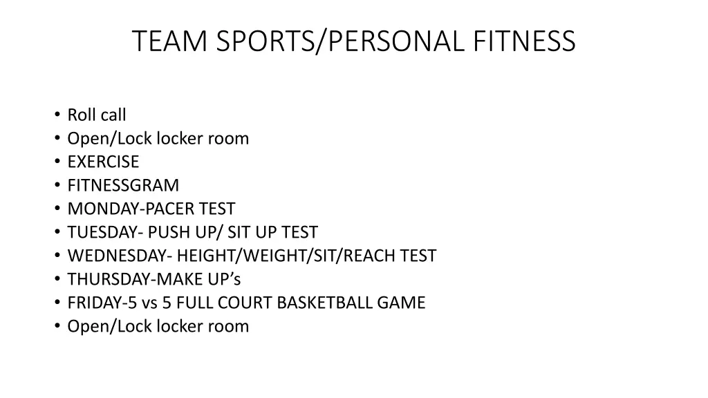 team sports personal fitness