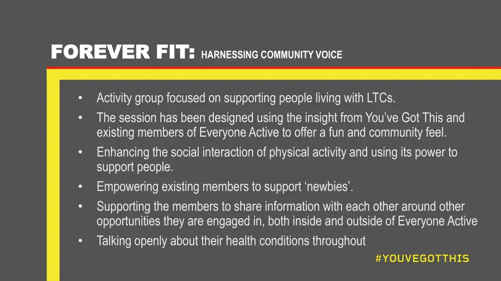 forever fit forever fit harnessing community voice