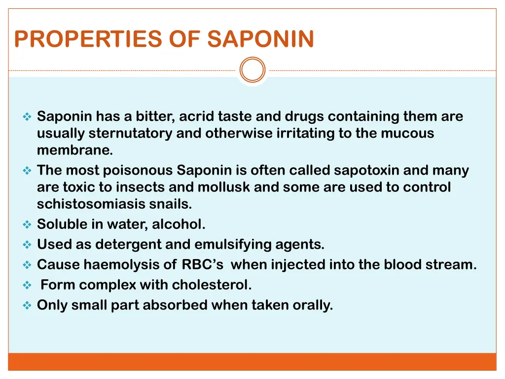 properties of saponin