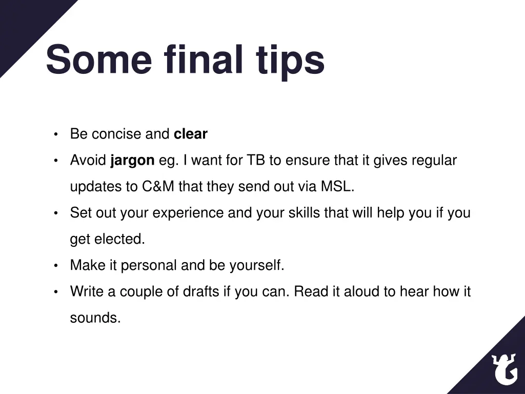 some final tips