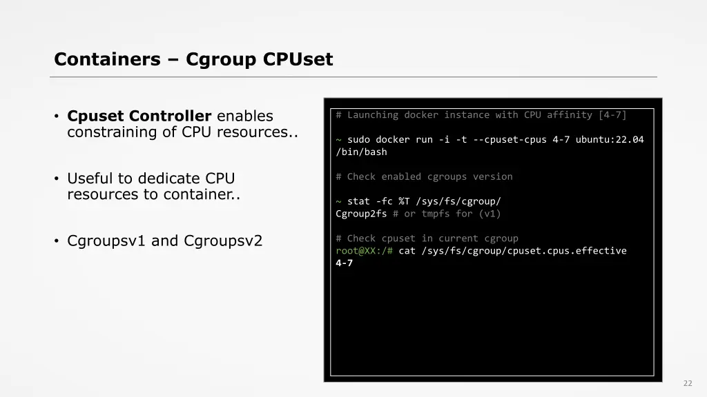 containers cgroup cpuset