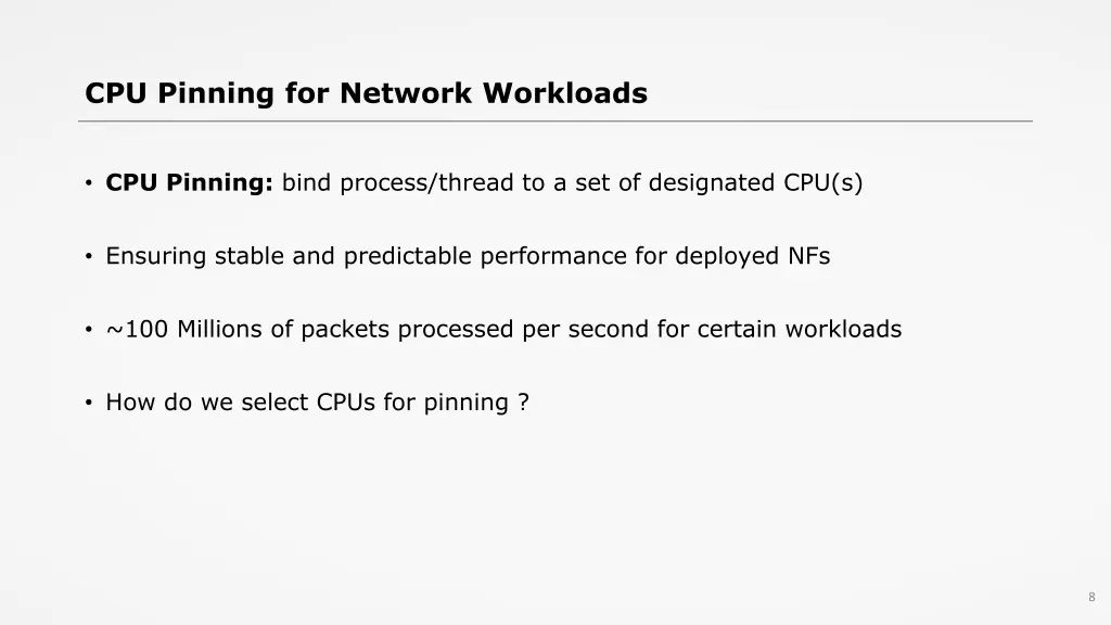 cpu pinning for network workloads