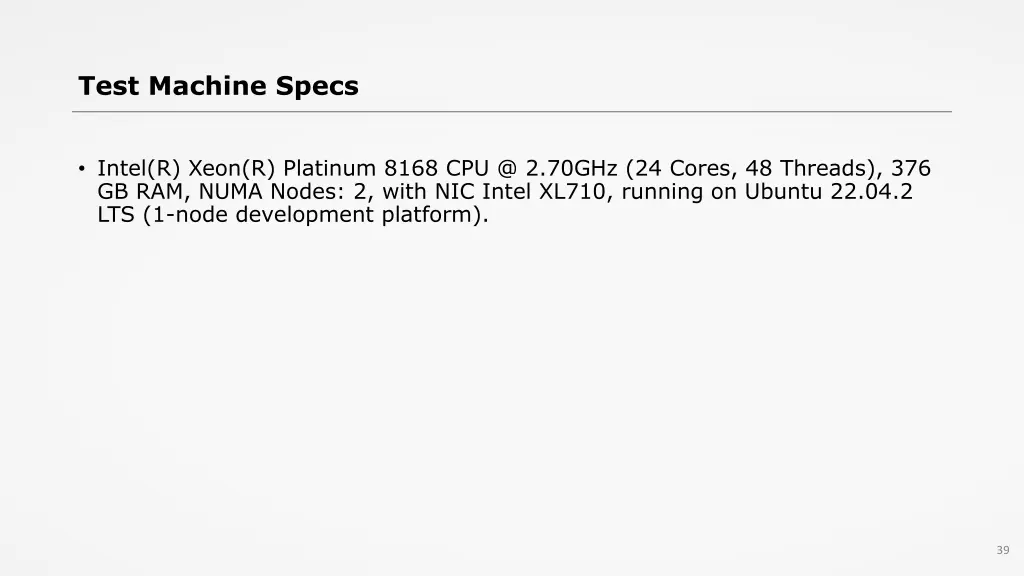 test machine specs