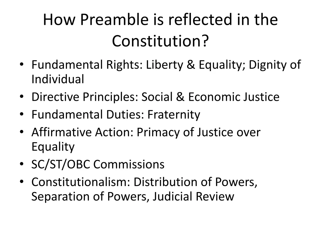 how preamble is reflected in the constitution