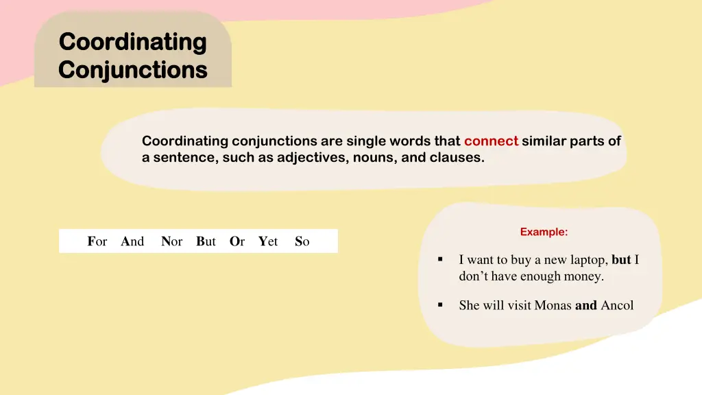 coordinating coordinating conjunctions