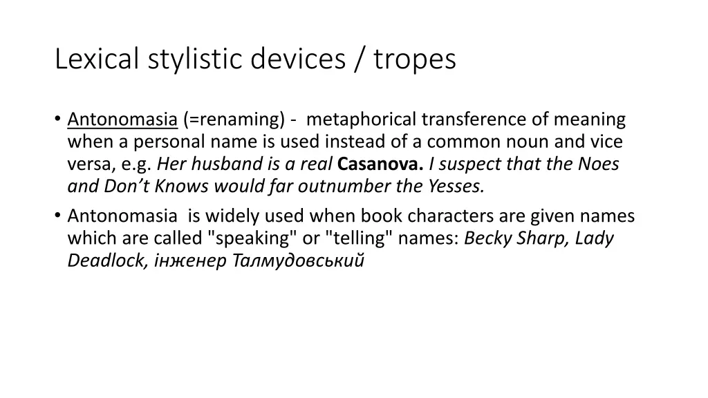 lexical stylistic devices tropes 2