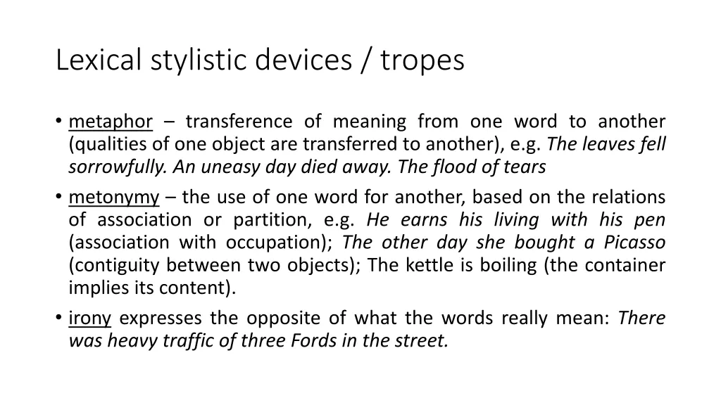 lexical stylistic devices tropes 3