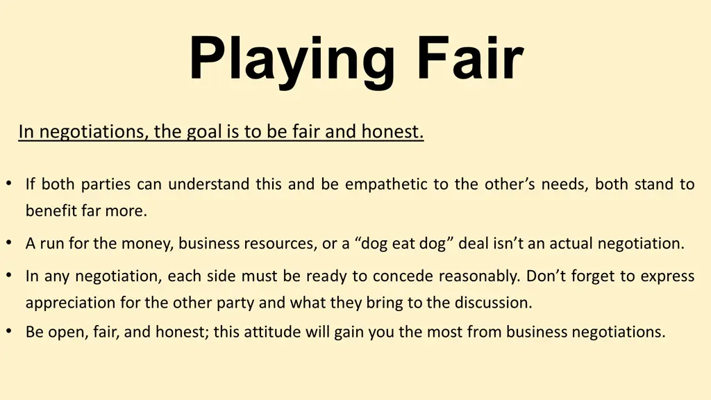 playing fair