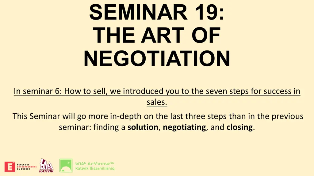 seminar 19 the art of negotiation
