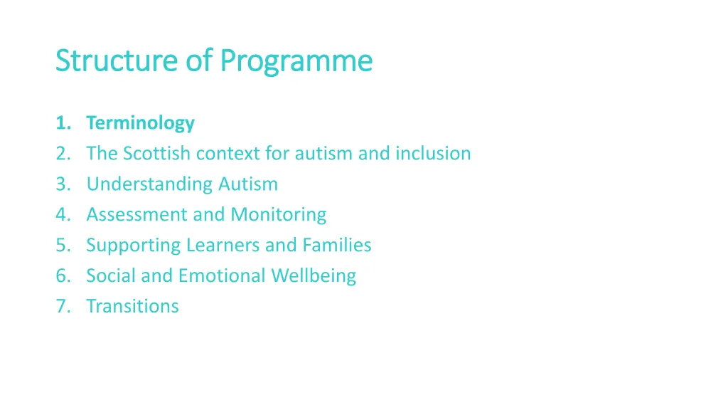 structure of programme structure of programme