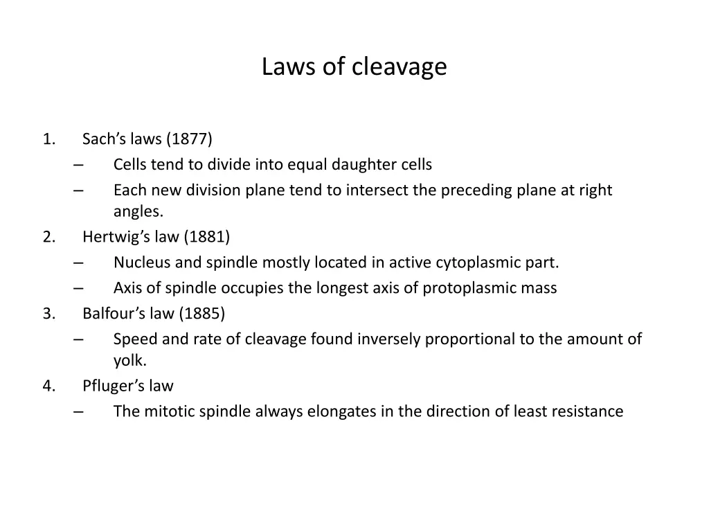 laws of cleavage