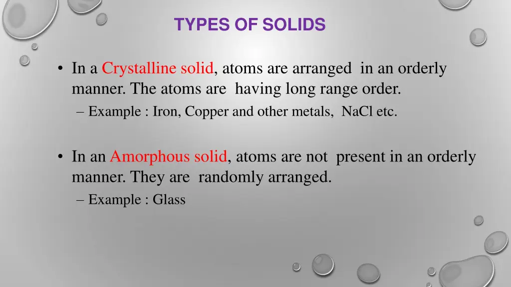 types of solids