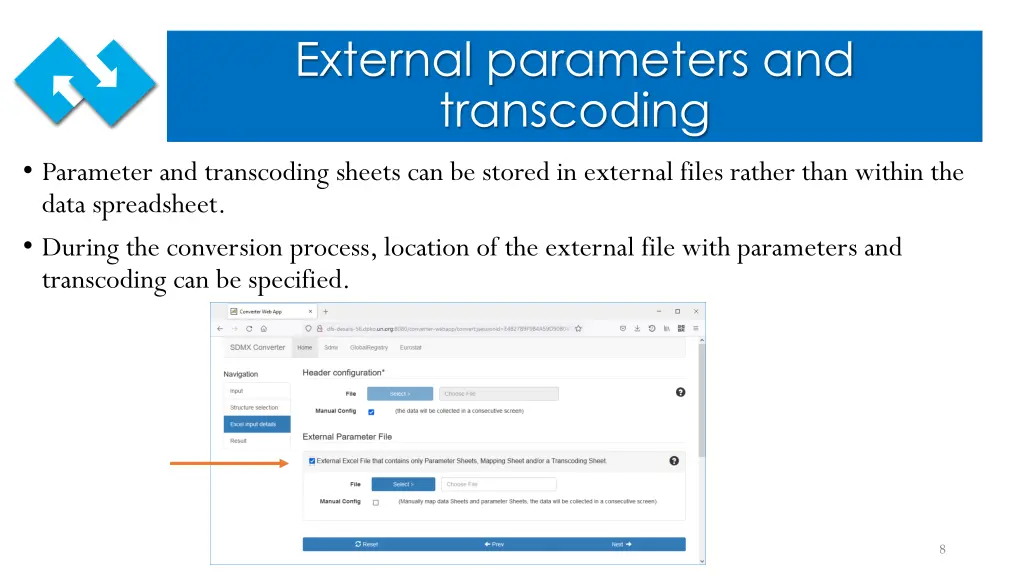 external parameters and transcoding