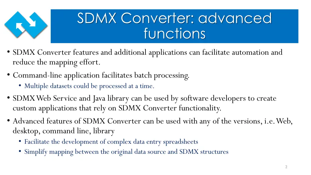 sdmx converter advanced functions